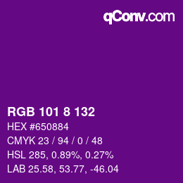 Color code: RGB 101 8 132 | qconv.com