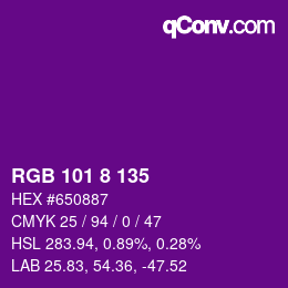 Color code: RGB 101 8 135 | qconv.com