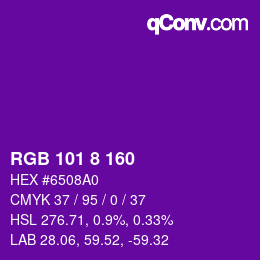 カラーコード: RGB 101 8 160 | qconv.com