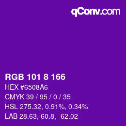 Color code: RGB 101 8 166 | qconv.com