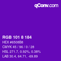 Color code: RGB 101 8 184 | qconv.com
