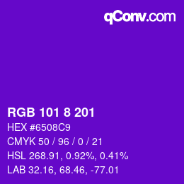 Color code: RGB 101 8 201 | qconv.com