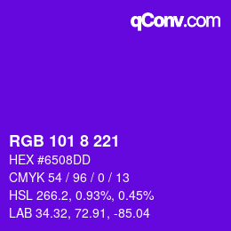 Color code: RGB 101 8 221 | qconv.com
