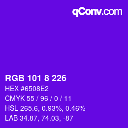 Color code: RGB 101 8 226 | qconv.com