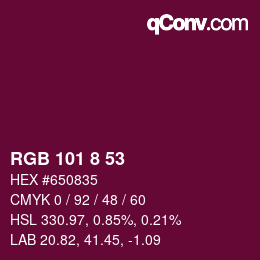 Color code: RGB 101 8 53 | qconv.com