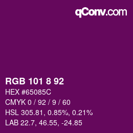 Color code: RGB 101 8 92 | qconv.com