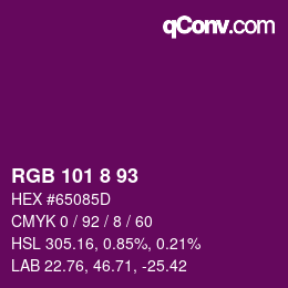 Color code: RGB 101 8 93 | qconv.com