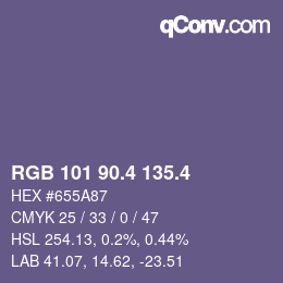 カラーコード: RGB 101 90.4 135.4 | qconv.com