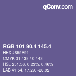 カラーコード: RGB 101 90.4 145.4 | qconv.com