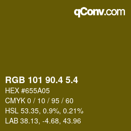 カラーコード: RGB 101 90.4 5.4 | qconv.com