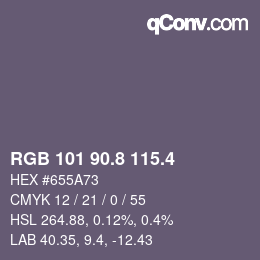 カラーコード: RGB 101 90.8 115.4 | qconv.com