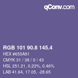 カラーコード: RGB 101 90.8 145.4 | qconv.com