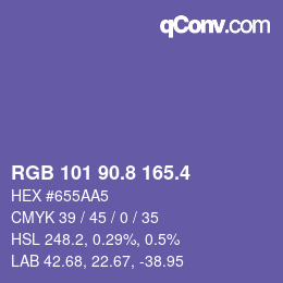 カラーコード: RGB 101 90.8 165.4 | qconv.com