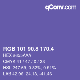 カラーコード: RGB 101 90.8 170.4 | qconv.com