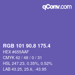 カラーコード: RGB 101 90.8 175.4 | qconv.com