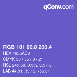 カラーコード: RGB 101 90.8 200.4 | qconv.com