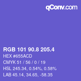 カラーコード: RGB 101 90.8 205.4 | qconv.com