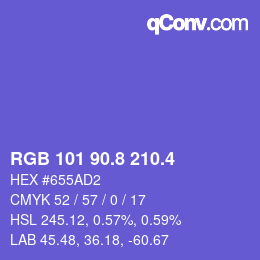 カラーコード: RGB 101 90.8 210.4 | qconv.com