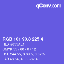 カラーコード: RGB 101 90.8 225.4 | qconv.com