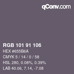 Color code: RGB 101 91 106 | qconv.com