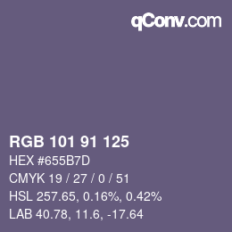 Color code: RGB 101 91 125 | qconv.com