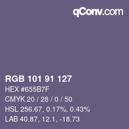 Color code: RGB 101 91 127 | qconv.com