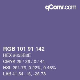 Color code: RGB 101 91 142 | qconv.com