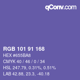 Color code: RGB 101 91 168 | qconv.com