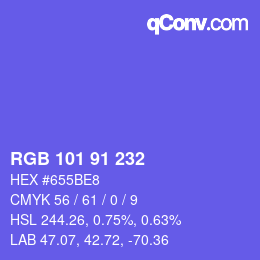 Color code: RGB 101 91 232 | qconv.com