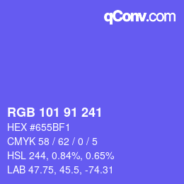 Color code: RGB 101 91 241 | qconv.com