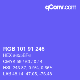 Color code: RGB 101 91 246 | qconv.com