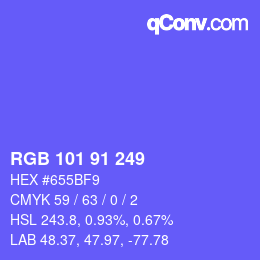 カラーコード: RGB 101 91 249 | qconv.com
