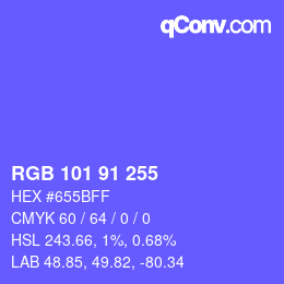 Color code: RGB 101 91 255 | qconv.com