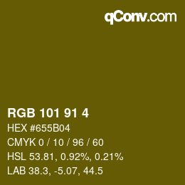 Color code: RGB 101 91 4 | qconv.com