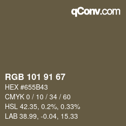 Color code: RGB 101 91 67 | qconv.com