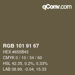 Color code: RGB 101 91 67 | qconv.com