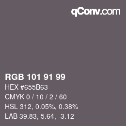 Color code: RGB 101 91 99 | qconv.com