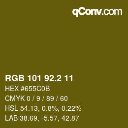 カラーコード: RGB 101 92.2 11 | qconv.com