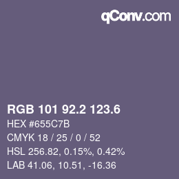 カラーコード: RGB 101 92.2 123.6 | qconv.com