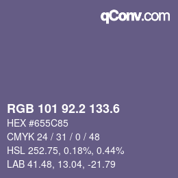 カラーコード: RGB 101 92.2 133.6 | qconv.com