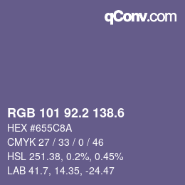 カラーコード: RGB 101 92.2 138.6 | qconv.com