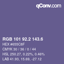 カラーコード: RGB 101 92.2 143.6 | qconv.com