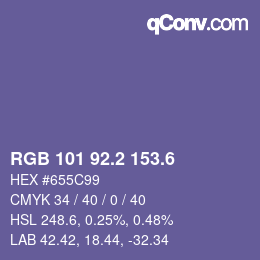 カラーコード: RGB 101 92.2 153.6 | qconv.com