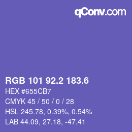 カラーコード: RGB 101 92.2 183.6 | qconv.com