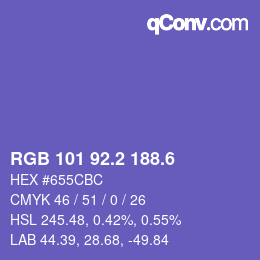 カラーコード: RGB 101 92.2 188.6 | qconv.com