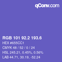 カラーコード: RGB 101 92.2 193.6 | qconv.com