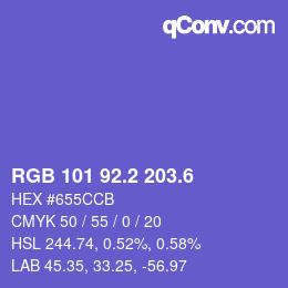 カラーコード: RGB 101 92.2 203.6 | qconv.com