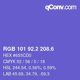 カラーコード: RGB 101 92.2 208.6 | qconv.com
