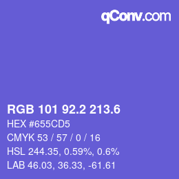カラーコード: RGB 101 92.2 213.6 | qconv.com