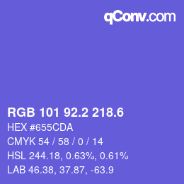 カラーコード: RGB 101 92.2 218.6 | qconv.com